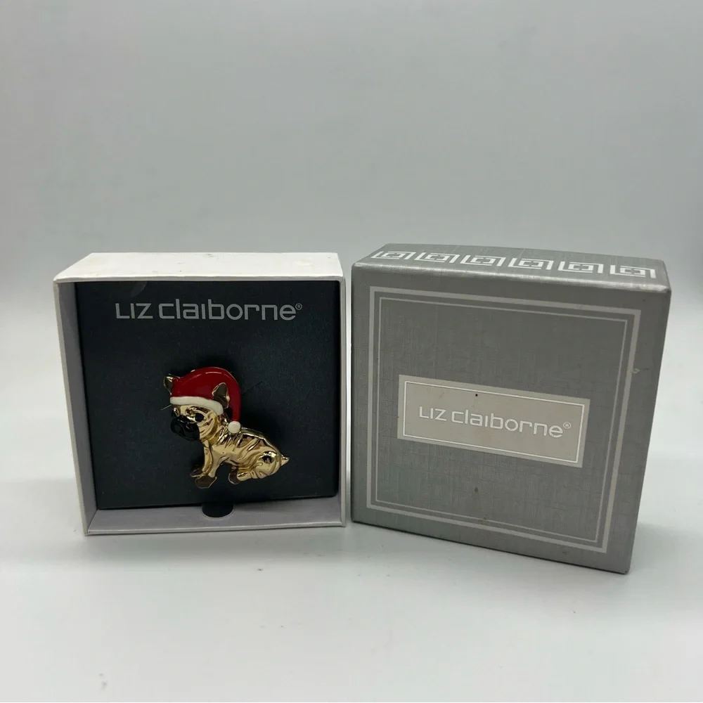 Liz‎ Claiborne PUG Christmas Brooch